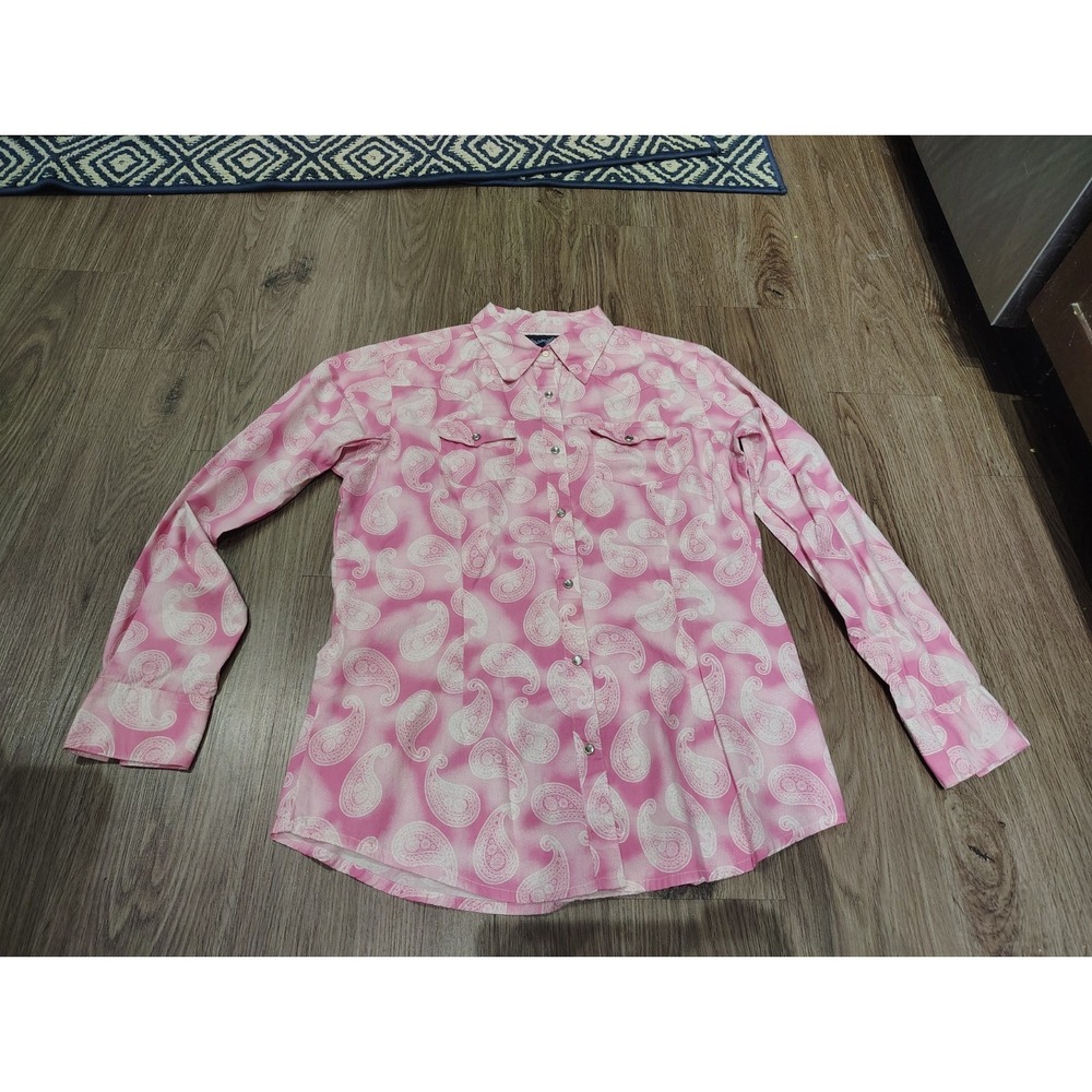 Wrangler Paisley Rhinestone Snap Women's Medium M Pink